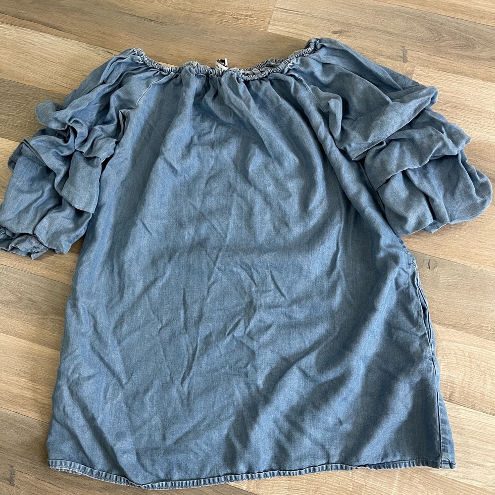 Zara Women’s Off-Shoulder Ruffle Top - Blue - Picture 2 of 5